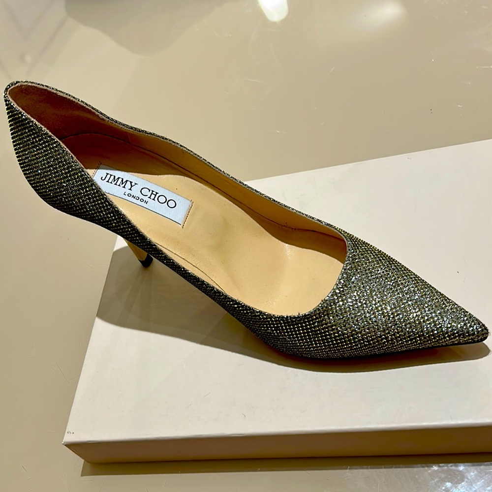 Jimmy Choo glitter bronze heal size 8 or 39